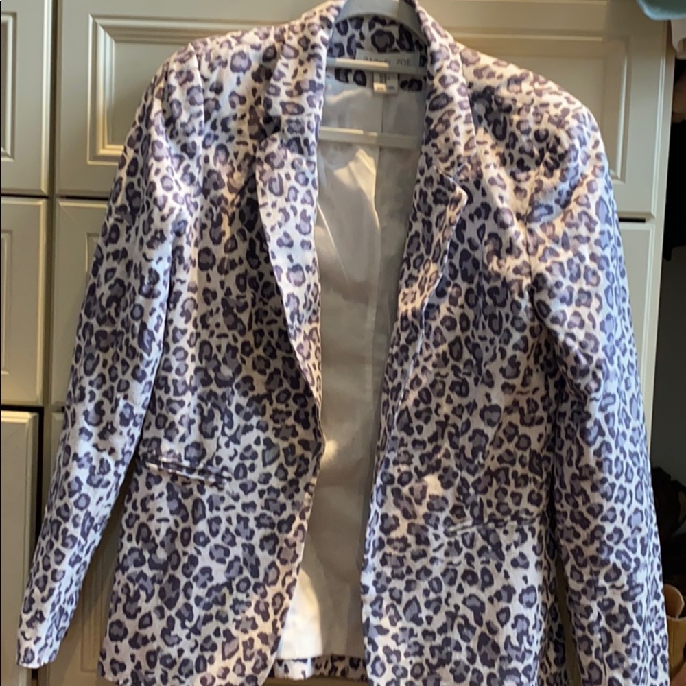 Linen Rachel Zoe leopard blazer